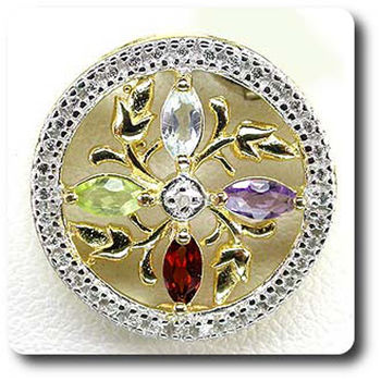 AMETHYST, GARNET, PERIDOT, TOPAZ & DIAMOND PENDANT