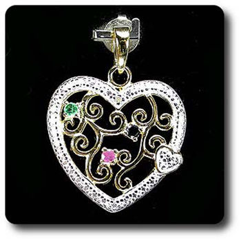 PENDENTIF EMERAUDE RUBIS SAPHIR & DIAMANT