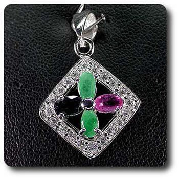 PENDENTIF EMERAUDE RUBIS & SAPHIR