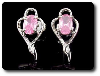 BOUCLES D'OREILLE SAPHIR ROSE