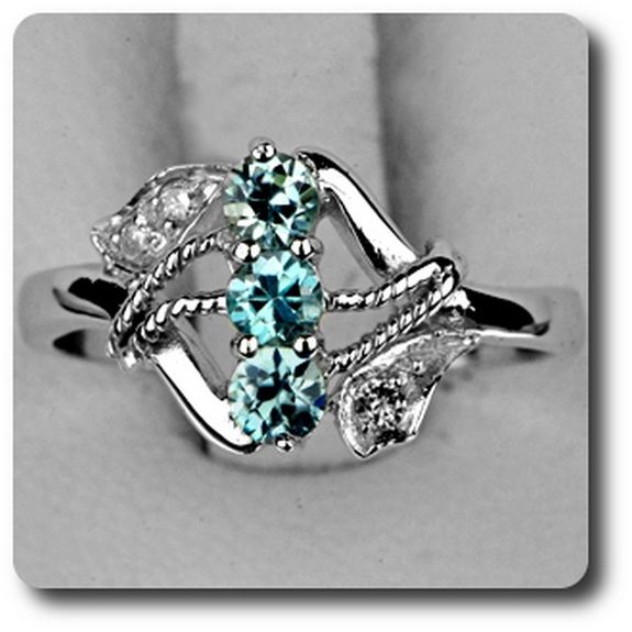 BAGUE ZIRCON BLEU & DIAMANT