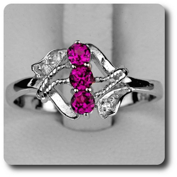 BAGUE GRENAT RHODOLITE ROSE & DIAMANT