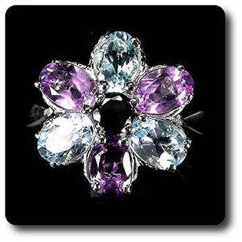 AMETHYST, TOPAZ & SAPPHIRE RING