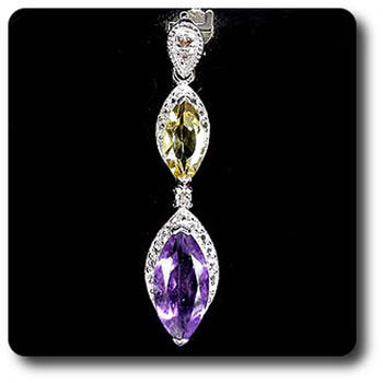 AMETHYST, CITRINE & WHITE TOPAZ  PENDANT