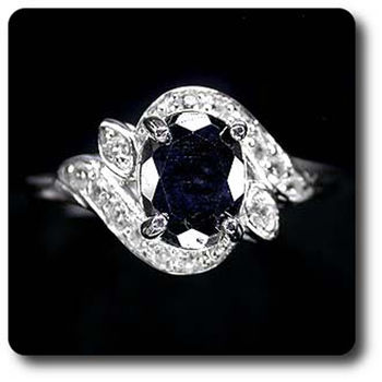 BAGUE SAPHIR NOIR & TOPAZE BLANCHE