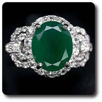 BAGUE AVENTURINE & TOPAZE BLANCHE