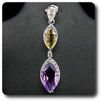 PENDENTIF AMETHYSTE CITRINE & TOPAZE BLANCHE