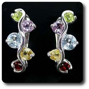 AMETHYST, GARNET, PERIDOT, CITRINE & TOPAZ EARRINGS