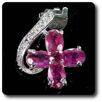 PENDENTIF RUBIS & TOPAZE BLANCHE