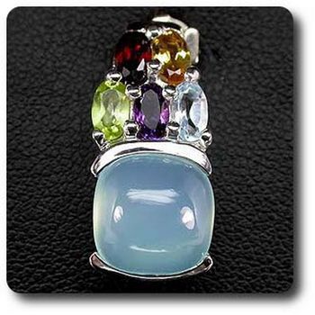 PENDENTIF CALCEDOINE PERIDOT AMETHYSTE CITRINE GRENAT TOPAZE