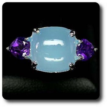CHALCEDONY & AMETHYST RING