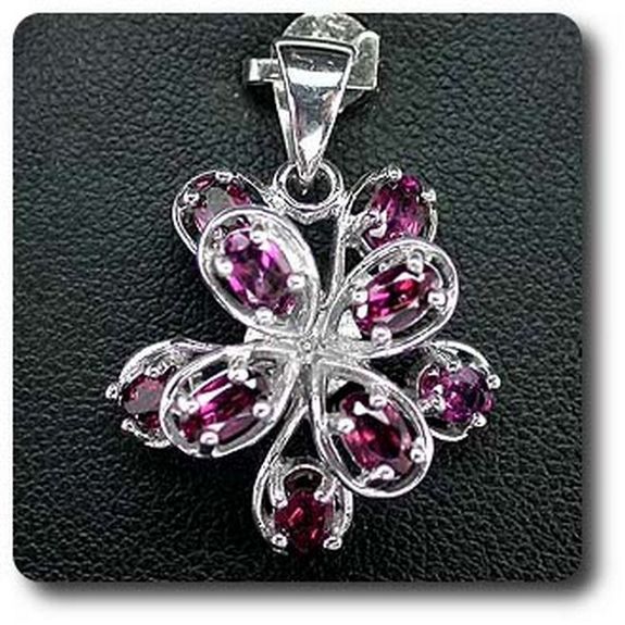PENDENTIF GRENAT RHODOLITE ROSE