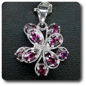 PENDENTIF GRENAT RHODOLITE ROSE