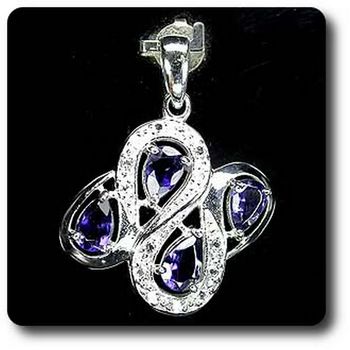 PENDENTIF IOLITE & TOPAZE BLANCHE