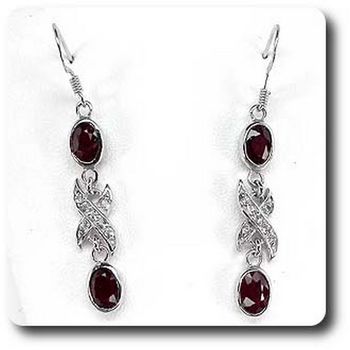 BOUCLES D'OREILLE RUBIS & TOPAZE BLANCHE