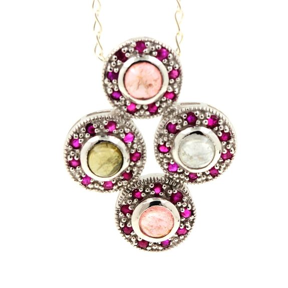 PENDENTIF TOURMALINE MULTICOLORES & RUBIS