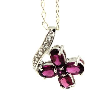RHODOLITE GARNET & WHITE TOPAZ PENDANT