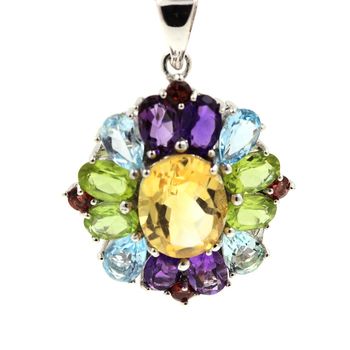 PENDENTIF PERIDOT AMETHYSTE CITRINE GRENAT TOPAZE