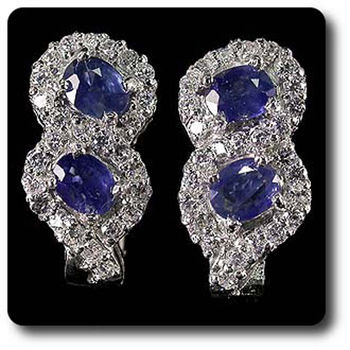 BOUCLES D'OREILLE SAPHIR BLEU