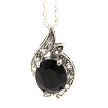 PENDENTIF SAPHIR NOIR & TOPAZE BLANCHE