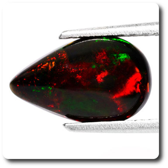 Cabochon de poire opale noire naturelle éthiopienne multi-feu Cabochon de poire opale noire naturelle éthiopienne multi-feu