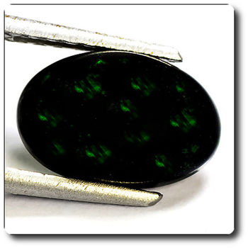 Opale Noire Naturelle D'Éthiopie - 2.22 Carats, Ovale Cabochon, Non Chauffée - Avec Certificat