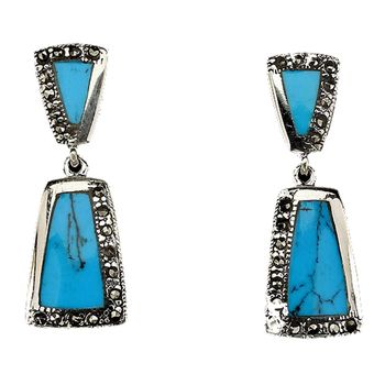 Boucles d'oreille Turquoise et Marcassite