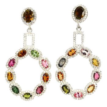 Boucles d'oreille Tourmaline multicolore