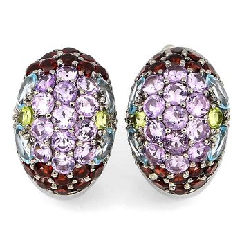 Boucles d'oreille Améthyste Grenat Péridot Topaze