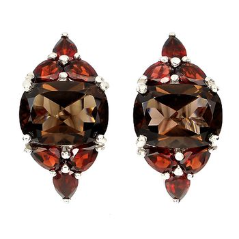 Boucles d'oreille Quartz fumé et Grenat