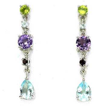 Boucles d'oreille Améthyste Grenat Péridot Topaze