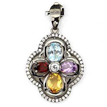 Amethyst, Citrine, Garnet, blue Topaz PENDANT