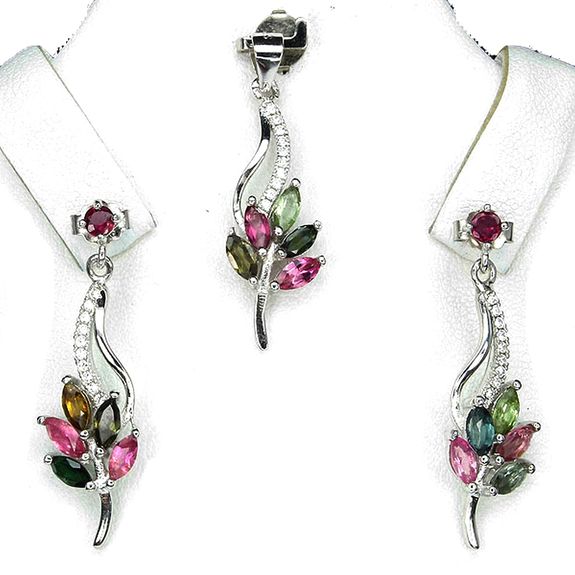Tourmaline Pendant Earrings Set