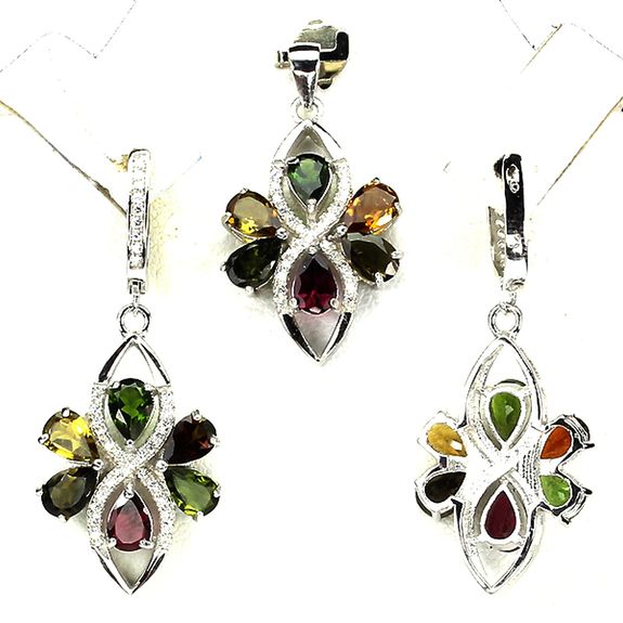 Tourmaline Pendant Earrings Set