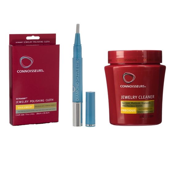 Jewelry Cleaner Pack. Precious. 236 ml + Gold Polishing Cloth + Diamond Stick