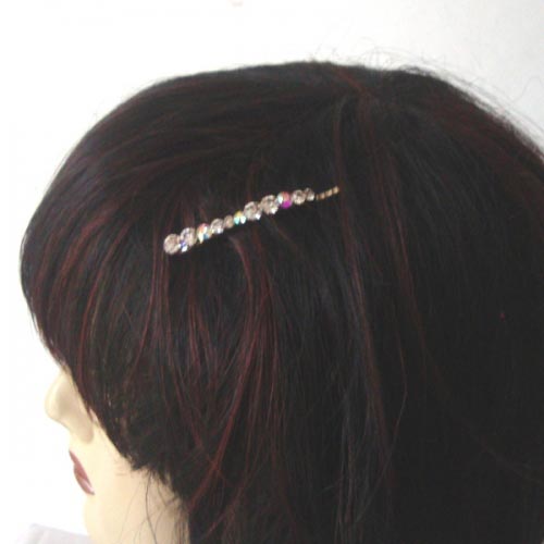 Ancienne barrette Pince à cheveux couleur argent cristaux diamant bijou 297 Ancienne barrette Pince à cheveux couleur argent cristaux diamant bijou 297