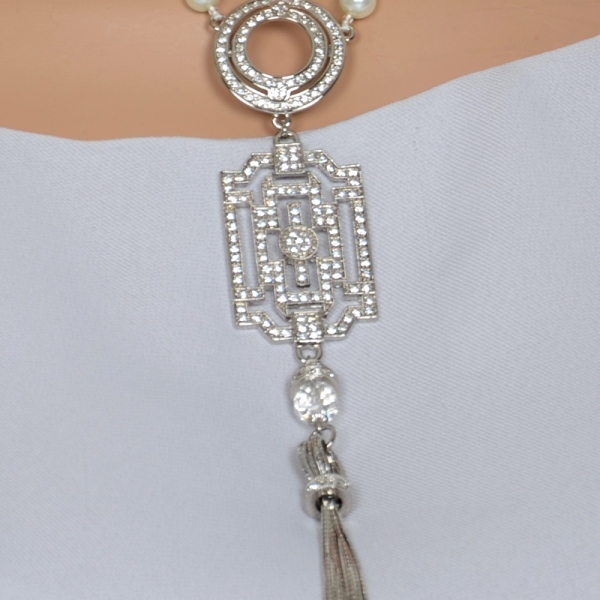 Collier Sautoir Chaîne En Argent 800 - Style Art Déco (occasion)