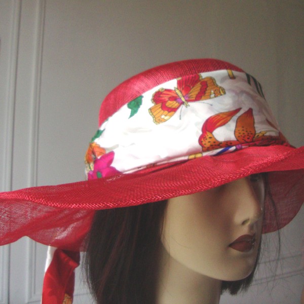 Light grey sinamay wedding hat