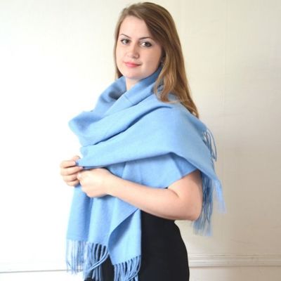 Large light blue shawl - cashmere and wool Large light blue shawl - cashmere and wool