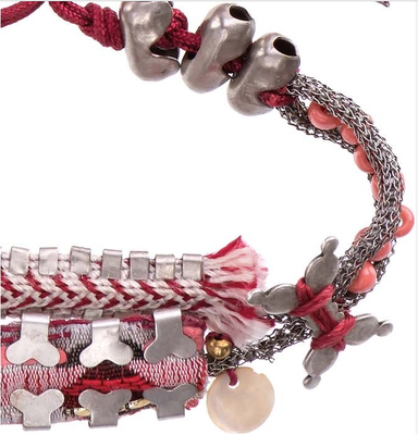 Ayala Bar bracelet coral red and pink mixed with silver grey
