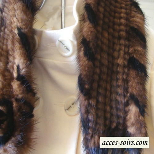 Brown and black mink collar