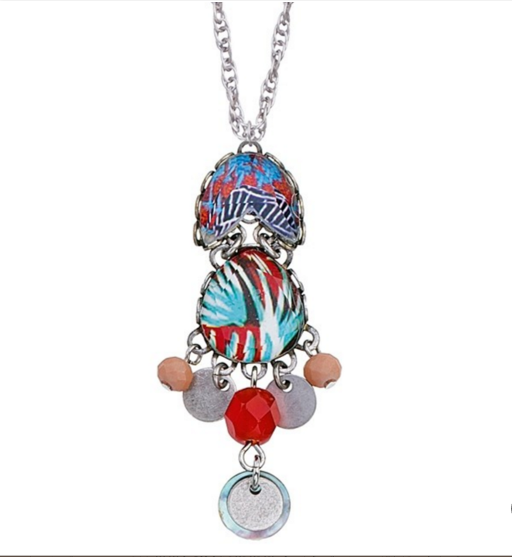 Jewel Ayala Bar necklace, neck pendant turquoise and coral