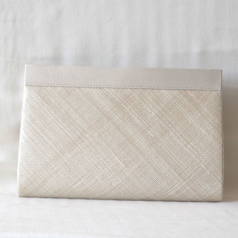 Pochette Ceremonie Mariage Sac De Soiree Sisal Et Satin Beige