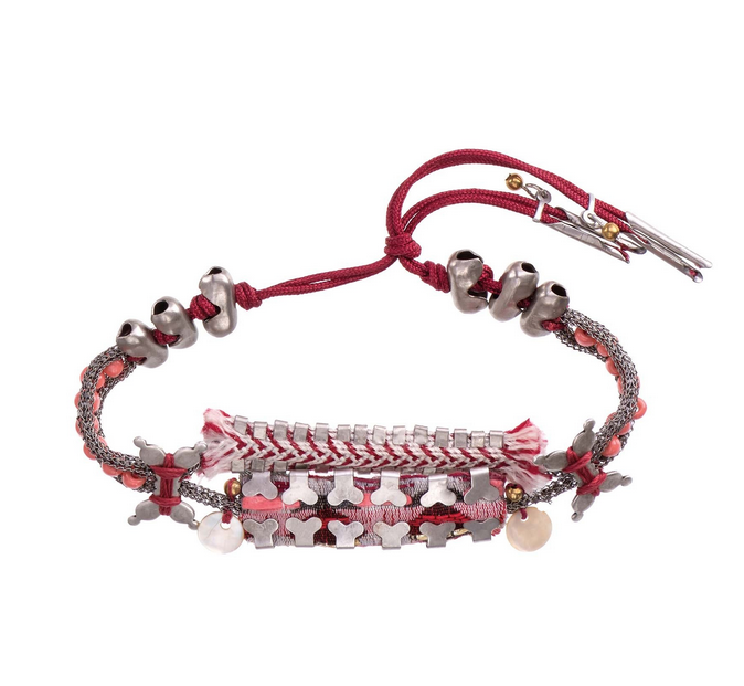 Ayala Bar bracelet coral red and pink mixed with silver grey
