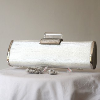 Evening, wedding grey shantung bag