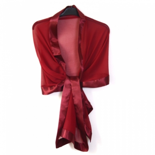 Etole Bordeaux En Mousseline De Soie Bordee De Satin