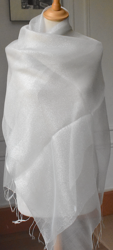 Silver silk organza stole - Main Image