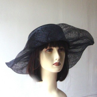 Black Wedding Hat Middle Brimmed Sinamay