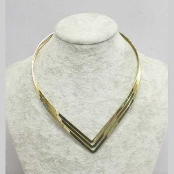 bijoux collier triangle ras de cou dore