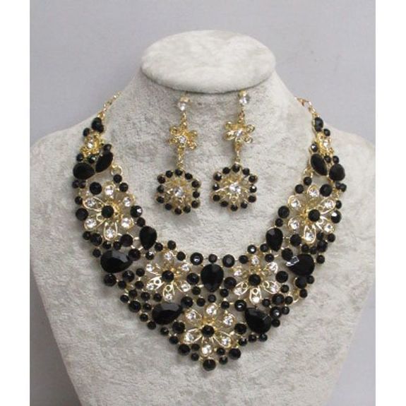 black crystal flower ceremonial adornment jewelry from wholesaler
